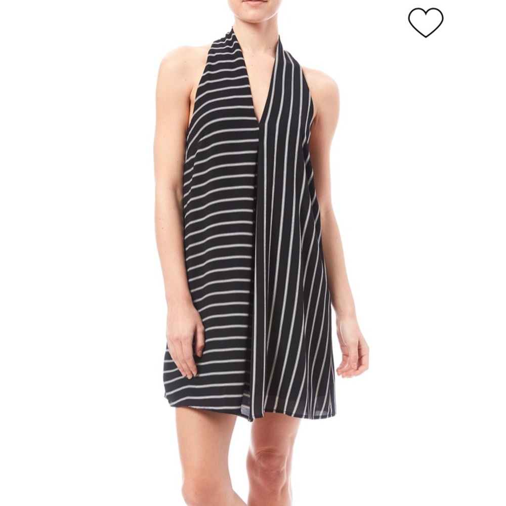 HYFVE Black and White Striped Halter Dress
